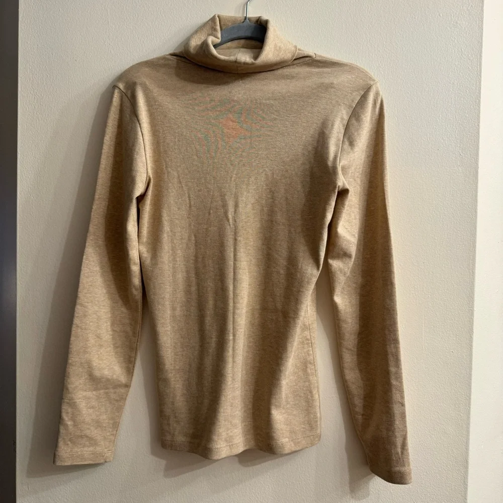 J.Crew Women’s Perfect Fit Knit Goods Cotton Yarn Tan Turtleneck Size Small
